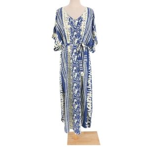 Yellow And Blue Snake Print Rayon Sun Blouse